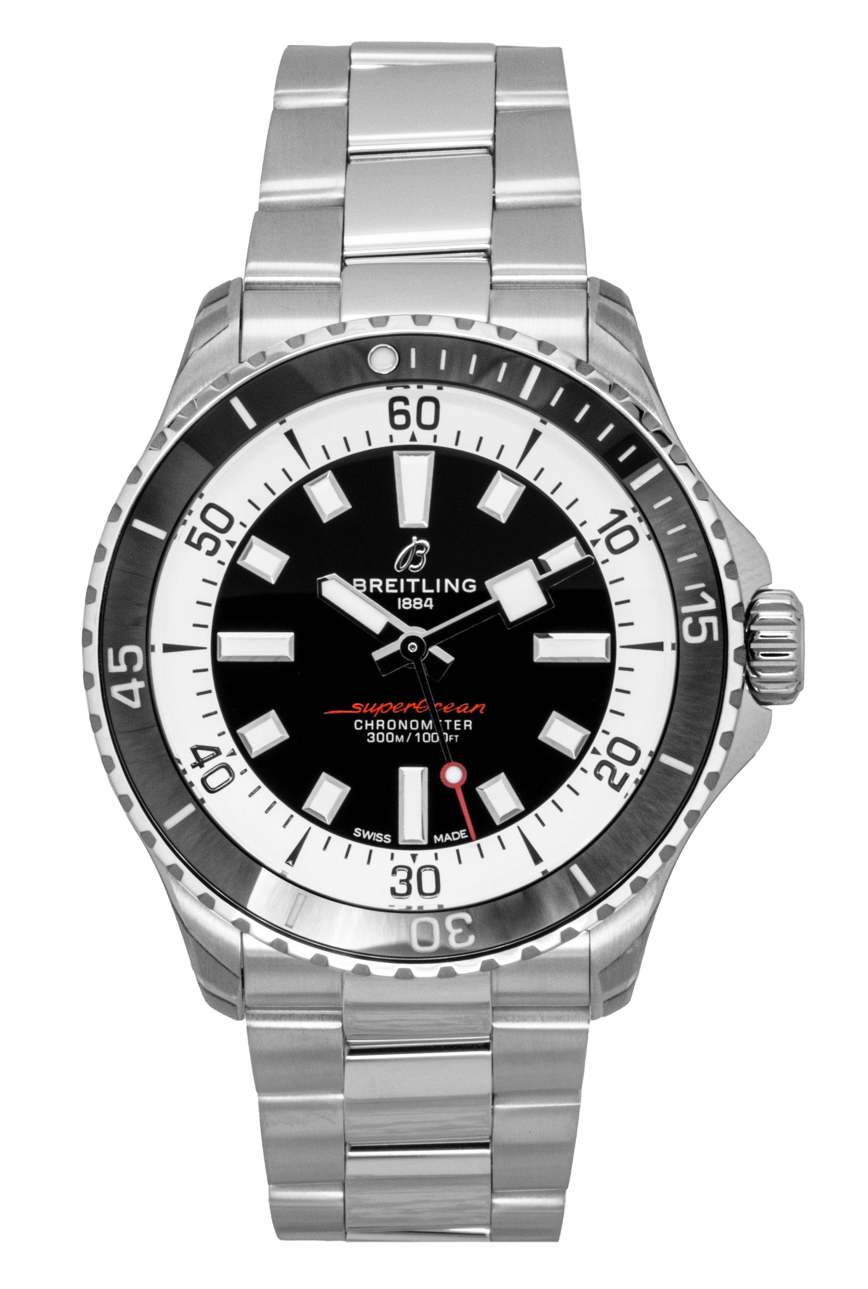 Breitling Superocean Automatic 42 Men’s Luxury Diver | 42mm Black Dial with Ceramic Bezel, Stainless Steel Bracelet and COSC-Certified Breitling 17 Movement (A17375211B1A1)