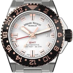 Armand Nicolet Tramelan JS9-41 Silver Dial Black Ceramic Bezel Diver's Automatic A487ASN-AS-MA2481AA 300M Men's Watch