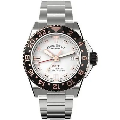 Armand Nicolet Tramelan JS9-41 Silver Dial Black Ceramic Bezel Diver's Automatic A487ASN-AS-MA2481AA 300M Men's Watch