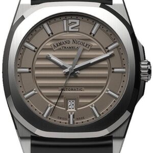 Armand Nicolet Tramelan J09 Grey Dial Automatic A660AAA-GR-GG4710N Black Rubber Strap Men's Watch
