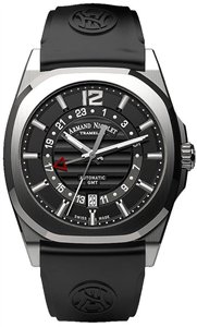 Armand Nicolet Tramelan J09 GMT Black Dial Automatic A663AAA-NR-GG4710N Black Rubber Strap Men's Watch