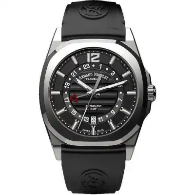 Armand Nicolet Tramelan J09 GMT Black Dial Automatic A663AAA-NR-GG4710N Black Rubber Strap Men's Watch