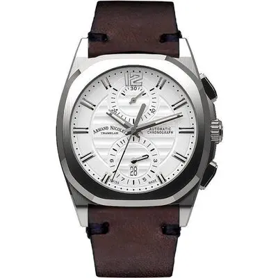 Armand Nicolet Tramelan J09 Chronograph Silver Dial Automatic A668AAA-AG-PK4140TM Calf Leather Strap Men's Watch