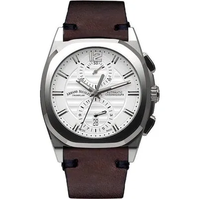Armand Nicolet Tramelan J09 Chronograph Silver Dial Automatic A668AAA-AG-PK4140TM Calf Leather Strap Men's Watch