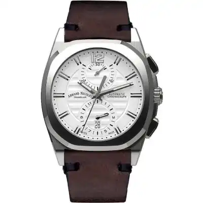 Armand Nicolet Tramelan J09 Chronograph Silver Dial Automatic A668AAA-AG-PK4140TM Calf Leather Strap Men's Watch