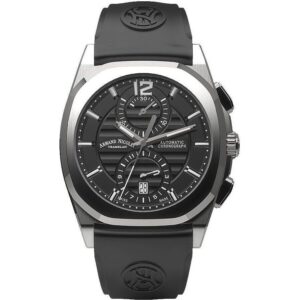 Armand Nicolet Tramelan J09 Chronograph Black Dial Automatic A668AAA-NR-GG4710N Black Rubber Strap Men's Watch