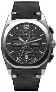 Armand Nicolet Tramelan J09 Chronograph Black Dial Automatic A668AAA-NR-PK4140NR Calf Leather Strap Men's Watch