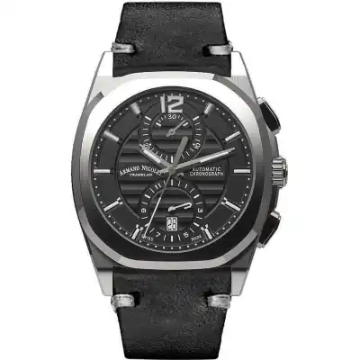 Armand Nicolet Tramelan J09 Chronograph Black Dial Automatic A668AAA-NR-PK4140NR Calf Leather Strap Men's Watch