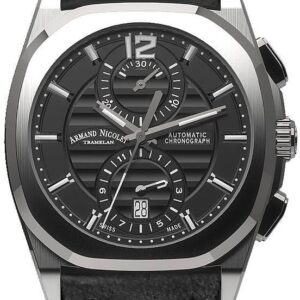 Armand Nicolet Tramelan J09 Chronograph Black Dial Automatic A668AAA-NR-PK4140NR Calf Leather Strap Men's Watch