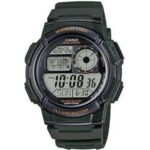 Casio Sport Diver - World Time Illuminator 5 Alarms. 10 Years Battery - Army Green (AE-1000W-3AVDF) Men WATCHES