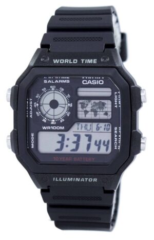 Casio Youth Illuminator World Time Alarm AE-1200WH-1AV AE1200WH-1AV Men's Watch