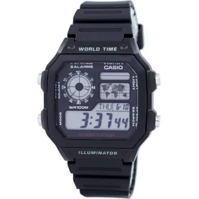 Casio Youth Illuminator World Time Alarm AE-1200WH-1AV AE1200WH-1AV Men's Watch