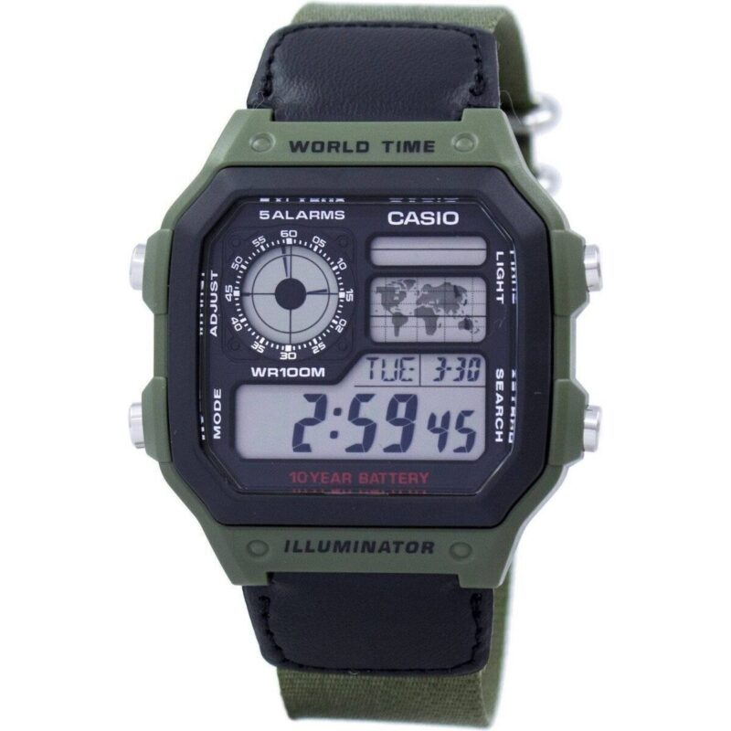 Casio World Time Alarm Digital Ae-1200whb-3bv Ae1200whb-3bv Men's Watch Casio World Time Alarm Digital Ae-1200whb-3bv Ae1200whb-3bv Men's Watch