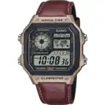 Casio Standard Digital World Time Leather Strap Quartz AE-1200WHL-5AV 100M Men's Watch
