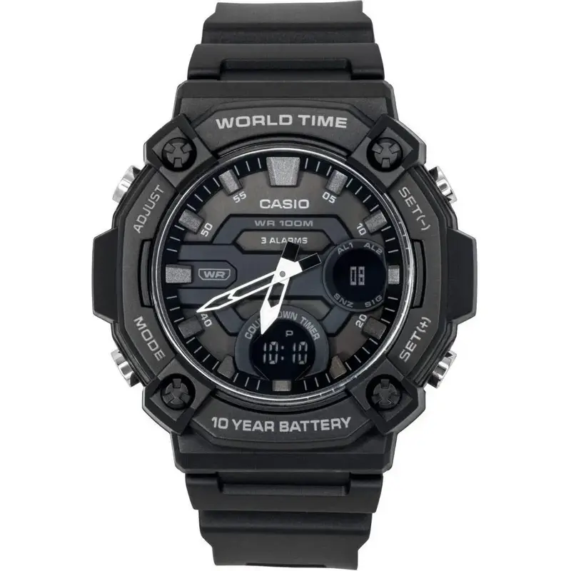 Casio Standard Analog Digital Resin Strap Grey Dial Quartz AEQ-120W-1BV 100M Men's Watch