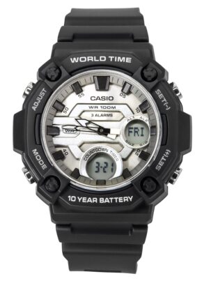 Casio Standard Analog Digital Resin Strap Silver Dial Quartz AEQ-120W-7AV 100M Men's Watch