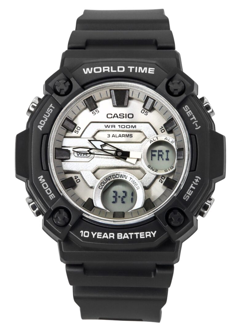 Casio Standard Analog Digital Resin Strap Silver Dial Quartz AEQ-120W-7AV 100M Men's Watch