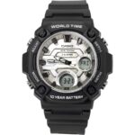 Casio Standard Analog Digital Resin Strap Silver Dial Quartz AEQ-120W-7AV 100M Men's Watch