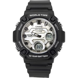 Casio Standard Analog Digital Resin Strap Silver Dial Quartz AEQ-120W-7AV 100M Men's Watch