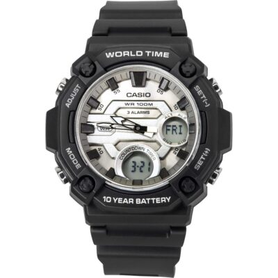 Casio Standard Analog Digital Resin Strap Silver Dial Quartz AEQ-120W-7AV 100M Men's Watch