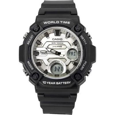 Casio Standard Analog Digital Resin Strap Silver Dial Quartz AEQ-120W-7AV 100M Men's Watch