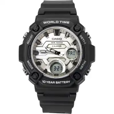 Casio Standard Analog Digital Resin Strap Silver Dial Quartz AEQ-120W-7AV 100M Men's Watch