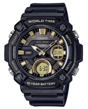 Casio Youth Analog Digital Resin Black Dial Quartz AEQ-120W-9AV AEQ120W-9 100M Men's Watch