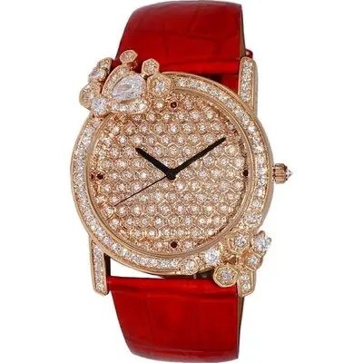 Adee Kaye Royale Collection Crystal Accents Rose Gold Austrian Stone Dial Quartz AK2000-LRG Women's Watch