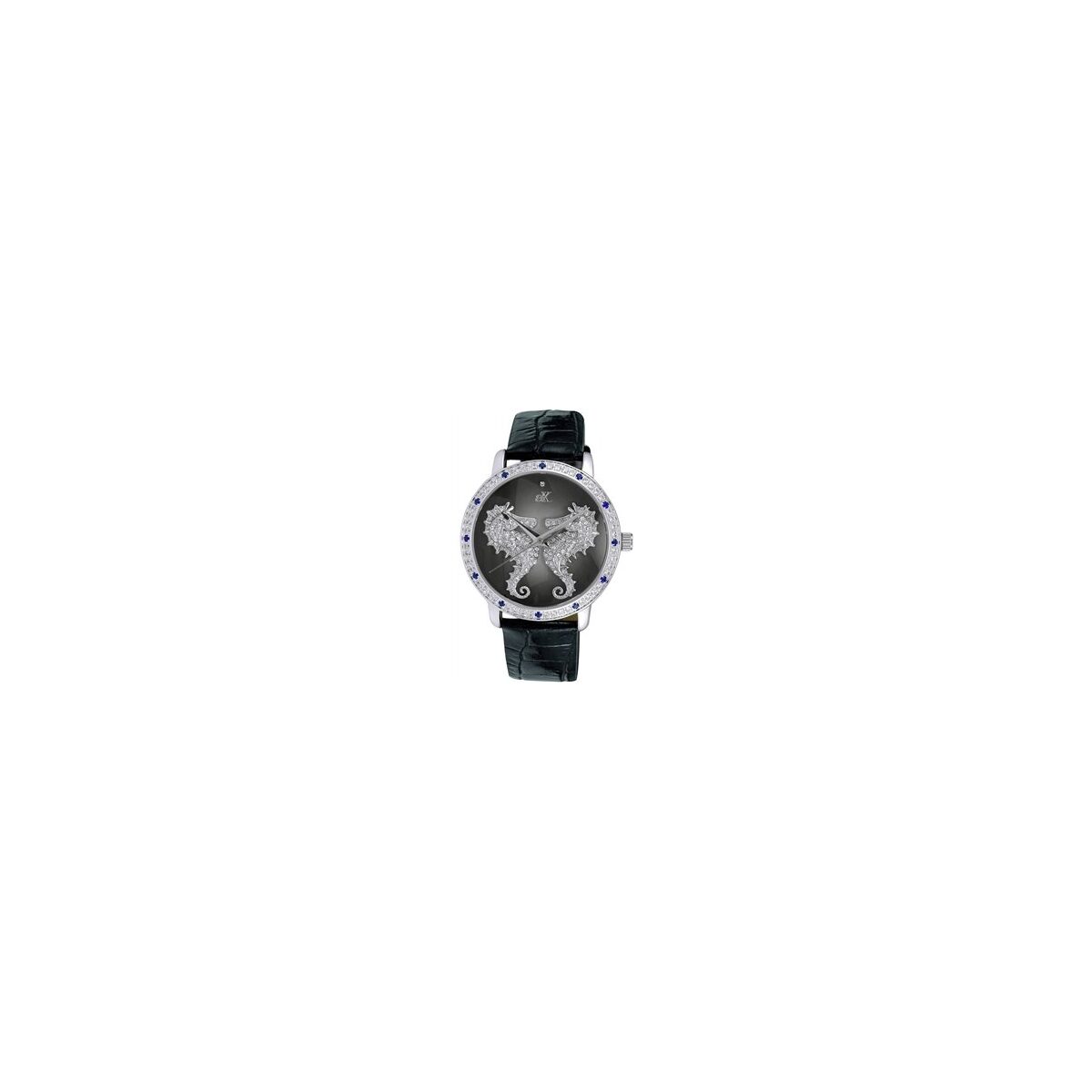 Adee Kaye Seahorsee Collection Crystal Accents Black Dial Quartz AK2002-LBU Women's Watch