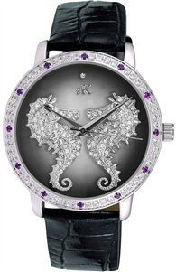 Adee Kaye Seahorsee Crystal Accents Black Dial Quartz AK2002-LPU Women's Watch