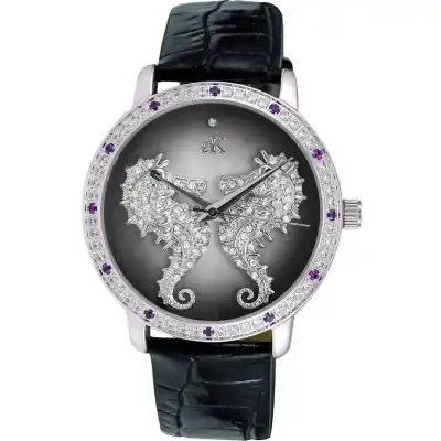 Adee Kaye Seahorsee Crystal Accents Black Dial Quartz AK2002-LPU Women's Watch Adee Kaye Seahorsee Crystal Accents Black Dial Quartz AK2002-LPU Women's Watch