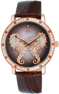 Adee Kaye Seahorsee Collection Crystal Accents Brown Dial Quartz AK2002-LRG Women's Watch