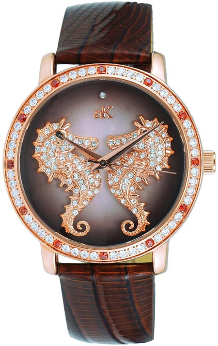 Adee Kaye Seahorsee Collection Crystal Accents Brown Dial Quartz AK2002-LRG Women's Watch