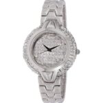 Adee Kaye Starry Collection Crystal Accents Sunray Brass Rhodium Plated Dial Quartz AK2004-L Women's Watch