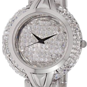 Adee Kaye Starry Collection Crystal Accents Sunray Brass Rhodium Plated Dial Quartz AK2004-L Women's Watch
