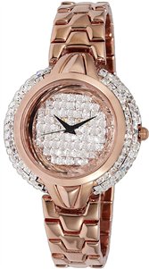 Adee Kaye Starry Collection Crystal Accents Rose Gold Brass Rhodium Plated Dial Quartz AK2004-LRG Women's Watch