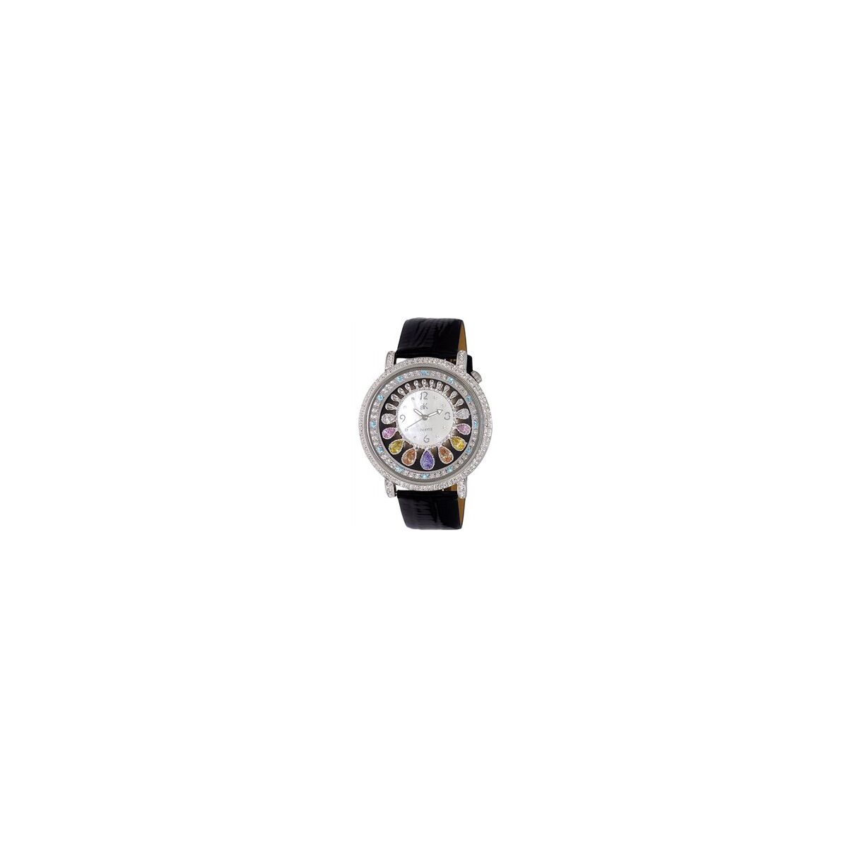 Adee Kaye Tear Drop Collection Crystal Accents White Mother Of Pearl Dial Quartz AK2112-L Women's Watch