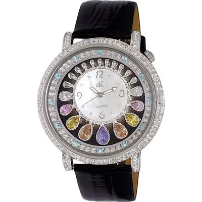 Adee Kaye Tear Drop Collection Crystal Accents White Mother Of Pearl Dial Quartz AK2112-L Women's Watch