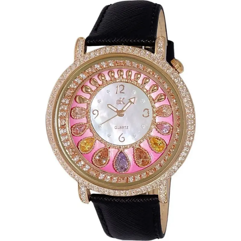 Adee Kaye Tear Drop Collection Crystal Accents Pink And White Mother Of Pearl Dial Quartz AK2112-LRG Women's Watch Adee Kaye Tear Drop Collection Crystal Accents Pink And White Mother Of Pearl Dial Quartz AK2112-LRG Women's Watch