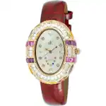 Adee Kaye Crown Collection Crystal Accents White Mother Of Pearl Dial Quartz AK2113-LRG Women's Watch