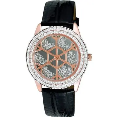 Adee Kaye Snowflakes Collection Crystal Accents Grey Dial Quartz AK2115-LRG Women's Watch