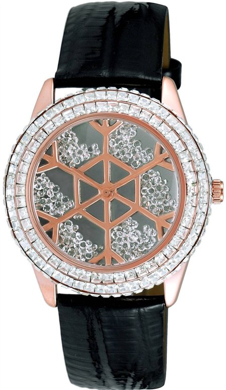 Adee Kaye Snowflakes Collection Crystal Accents Grey Dial Quartz AK2115-LRG Women's Watch