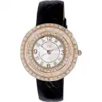 Adee Kaye Facceta Collection Crystal Accents White Mother Of Pearl Dial Quartz AK2116-LWT Women's Watch