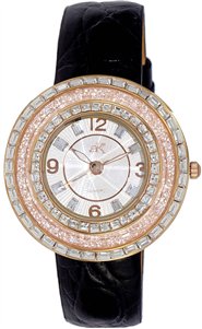 Adee Kaye Facceta Collection Crystal Accents White Mother Of Pearl Dial Quartz AK2116-LWT Women's Watch