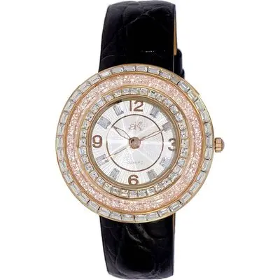 Adee Kaye Facceta Collection Crystal Accents White Mother Of Pearl Dial Quartz AK2116-LWT Women's Watch