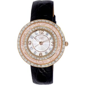 Adee Kaye Facceta Collection Crystal Accents White Mother Of Pearl Dial Quartz AK2116-LWT Women's Watch