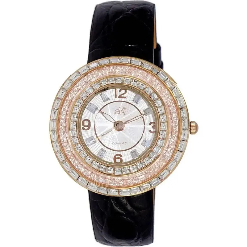 Adee Kaye Facceta Collection Crystal Accents White Mother Of Pearl Dial Quartz AK2116-LWT Women's Watch
