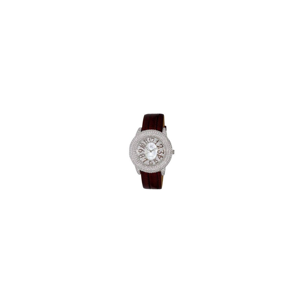 Adee Kaye Bello Collection Crystal Accents White Mother Of Pearl Dial Quartz AK2117-LBN Women's Watch