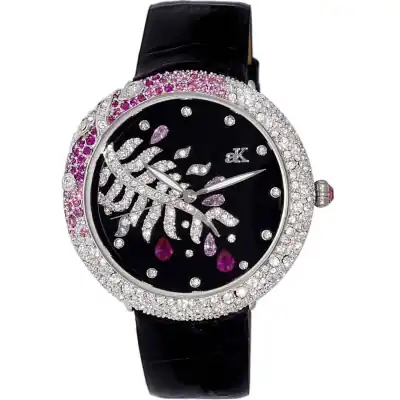 Adee Kaye Majestic Collection Crystal Accents Black Dial Quartz AK2118-L Women's Watch Adee Kaye Majestic Collection Crystal Accents Black Dial Quartz AK2118-L Women's Watch