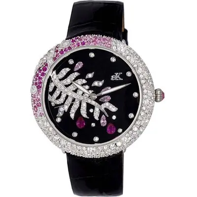 Adee Kaye Majestic Collection Crystal Accents Black Dial Quartz AK2118-L Women's Watch